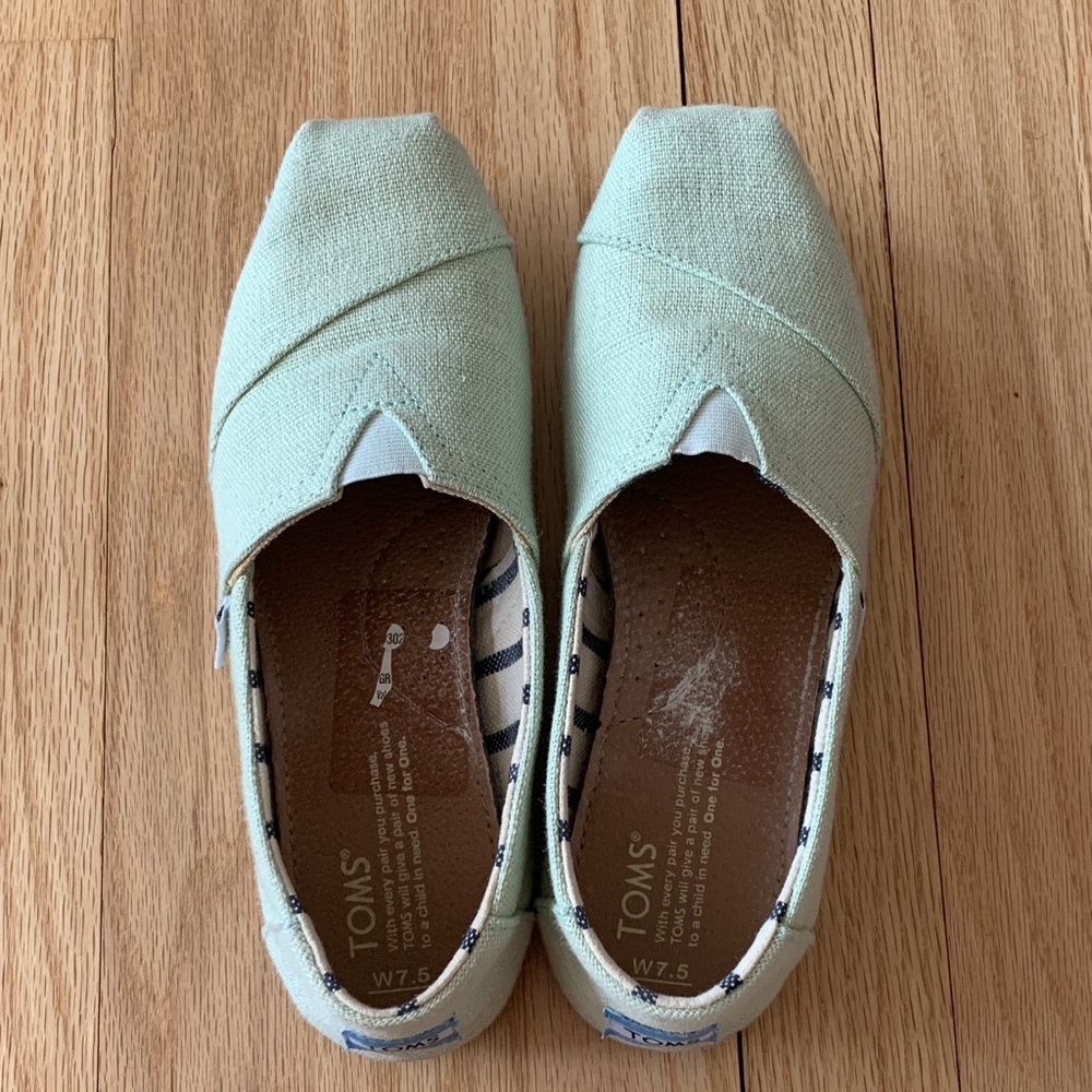 TOMS Mint Canvas Slip-On Flats
